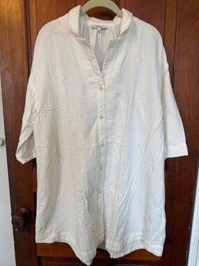 Madewell Gauzy Cotton Oversized White Tunic Shirt Cover-up Dress sz S